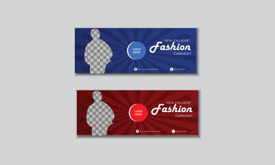 Fashion sale social media facebook cover design and web banner template, Vector new arrival sale fashion sales social media design.