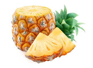 One chopped pineapple fruit cut out