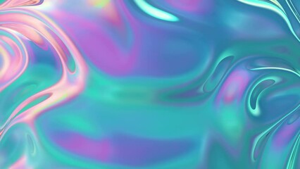 3D Animation - Abstract colorful background of a looping animated iridescent reflective material with swirling texture - Powered by Adobe