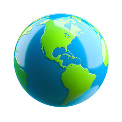 Fototapeta premium 3D of Planet World Earth Globe Realistic Sculpted Plastic Highly Detail Transparent Background