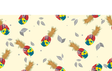 unique abstract summer pineapple fruits seamless pattern background