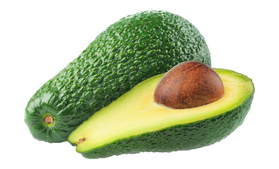 Cut avocado with kernel, isolated no background