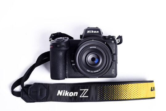 Goiania, Brazil 10 July 2023: Nikon Z6 II (version 2) camera photograph confrontation and competition between cameras. White background. The best mirrorless cameras from top brands.