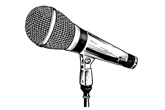 A microphone in black and white.