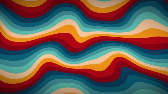 Retro, orange, wavy, liquid, psychedelic, groovy, hippie, flat, abstract, looping background in 70s retro style.Vintage Striped Background, Retro Colors from the 1970s 1980s, retro vintage 70s style