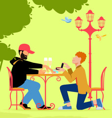 Everyday Life: Everyday Living - A gay marriage proposal between two guys in the park