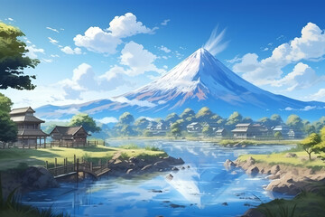 anime style countryside scenery