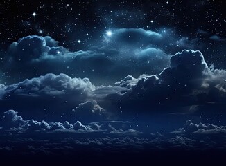 Naklejka na ściany i meble backgrounds night sky with stars and moon and clouds. Elements of this image furnished by NASA Created with Generative AI technology.