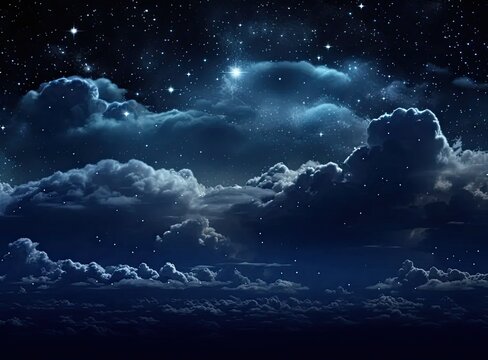 backgrounds night sky with stars and moon and clouds. Elements of this image furnished by NASA Created with Generative AI technology.