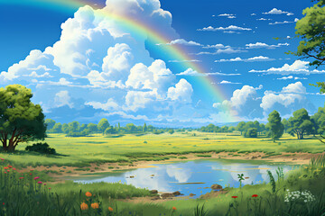 Obraz na płótnie Canvas very beautiful rainbow anime styl
