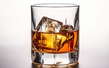 Glass of whiskey isolated white background, Generative AI