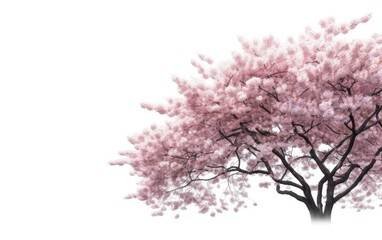 Obraz na płótnie Canvas Pink cherry blossom blooming isolated on white background, Generative AI