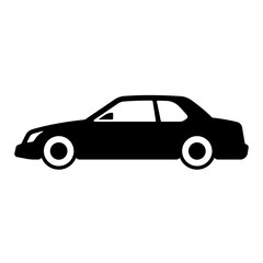 Car icon. Black contour linear silhouette. Side view. Editable strokes. Vector simple flat graphic illustration. Isolated object on a white background. Isolate.