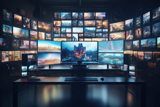 Lots of displays, future technologies, internet, TV. AI generative.