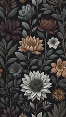 Fototapeta premium Vintage Seamless Floral Pattern Background Illustration 
