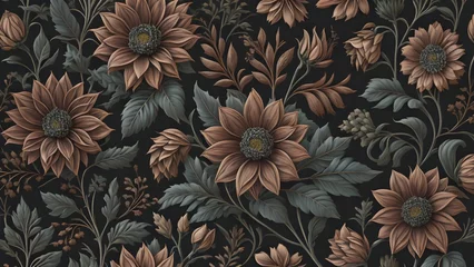 Fotobehang Vintage Seamless Floral Pattern Background Illustration  © Koko