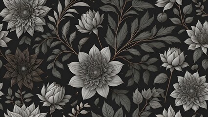 Vintage Seamless Floral Pattern Background Illustration 