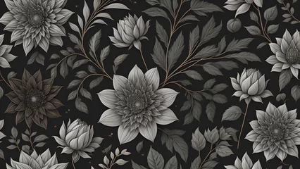 Foto op Canvas Vintage Seamless Floral Pattern Background Illustration  © Koko