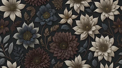 Fototapeten Vintage Seamless Floral Pattern Background Illustration  © Koko