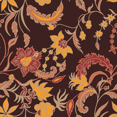 Chintz Boho Floral Vector Retro Print