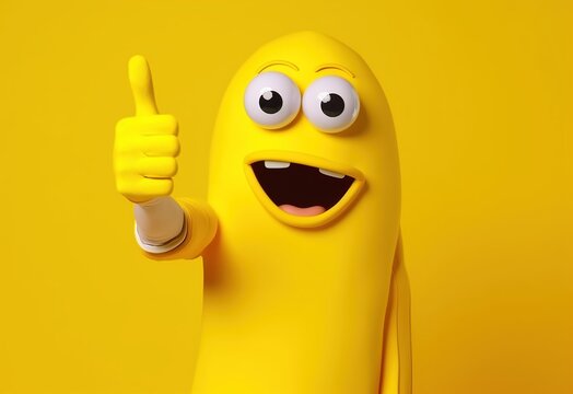 Happy internet character smiling broadly accept agree your idea like satisfied good result show thumb up approval gesture. Approved. Generative AI illustration for advertising or presentation.