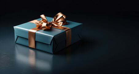 Elegance Wrapped: Hands holding Golden Christmas Gifts and Satin Bows -  Ai Generative 