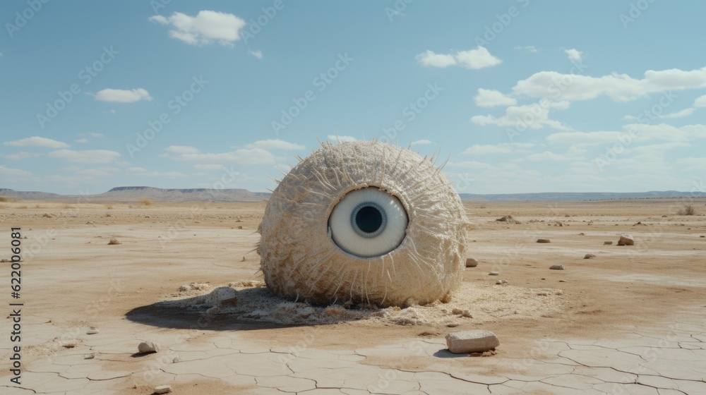 Aufkleber a strange looking object in the middle of a desert. generative ai image.