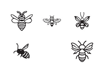 minimal Africanized bee killer bee logo design illustration and white background.eps