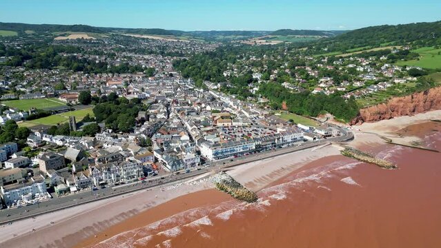 Circling town of Sidmouth in Devon, UK