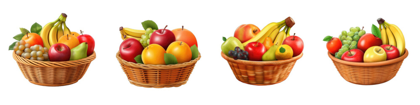 Fruit Basket clipart collection, vector, icons isolated on transparent background