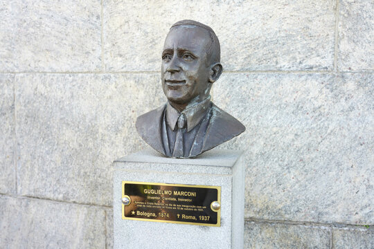 Bust sculpture of Guglielmo Marconi on Corcovado mountain, Rio de Janeiro, Brazil