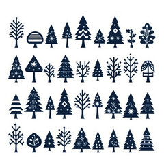 Minimalist Magic: Christmas Trees in a Vector Icons and Illustrations Set – Perfect for Stylish and Elegant Holiday Designs
