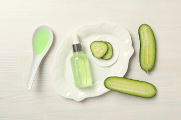 Concept of face and skin care - cucumber cosmetic