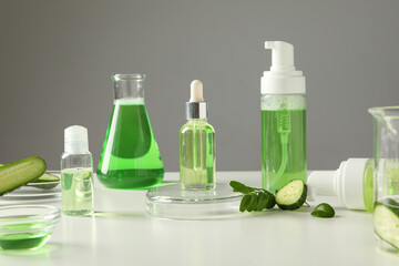 Concept of face and skin care - cucumber cosmetic