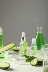 Concept of face and skin care - cucumber cosmetic