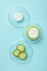 Concept of face and skin care - cucumber cosmetic
