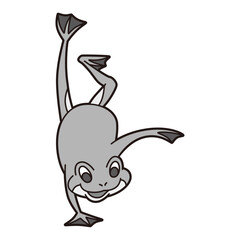 アクロバティックなカエル モノクロ