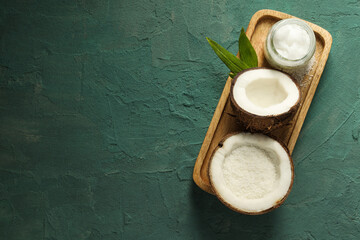 Concept of body care with coconut and coconut oil