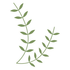 Green Color Leafy Branch Icon Minimalist