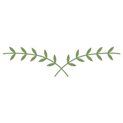 Green Color Leafy Branch Icon Minimalist