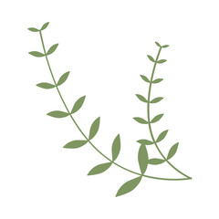 Green Color Leafy Branch Icon Minimalist