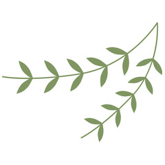 Green Color Leafy Branch Icon Minimalist