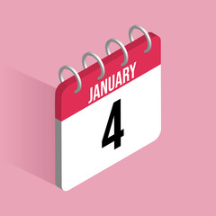 January 4 day calender