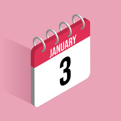 January 3 day calender