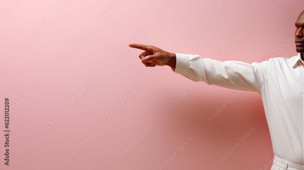 Aufkleber a man in a white robe pointing at something. generative ai image.