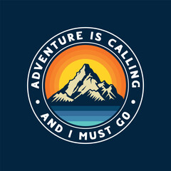 Adventure mountain colorful badge design