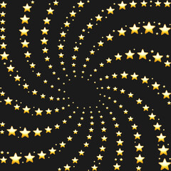golden stars with spiral pattern on Black background 