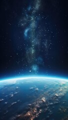 Fototapeta premium View of planet, Earth and the Milky Way viewed from space 