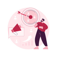 Target audience abstract concept vector illustration. Market segmentation, online digital markeing, media content campaign, user engagement and interaction, promotion channels abstract metaphor.