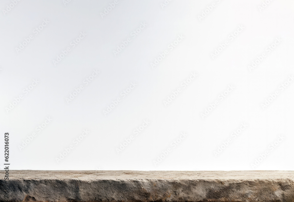 Poster empty top of stone table isolated on white background. for product display. high quality photo